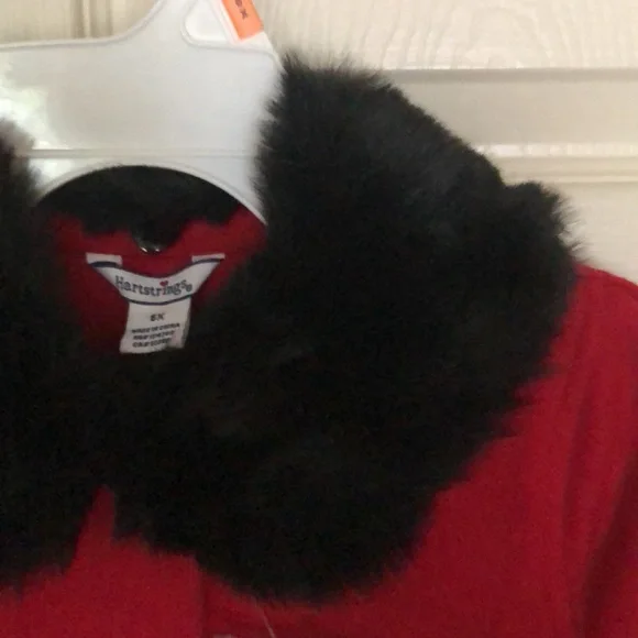 NWT Hartstrings faux fur red wool coat 6X - Picture 2 of 9